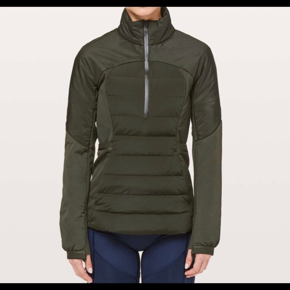 lululemon down for it all pullover dark olive